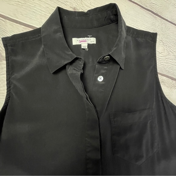 EQUIPMENT Femme Tira silk black asymmetrical hem sleeveless shirt dress, size XS - Picture 4 of 16